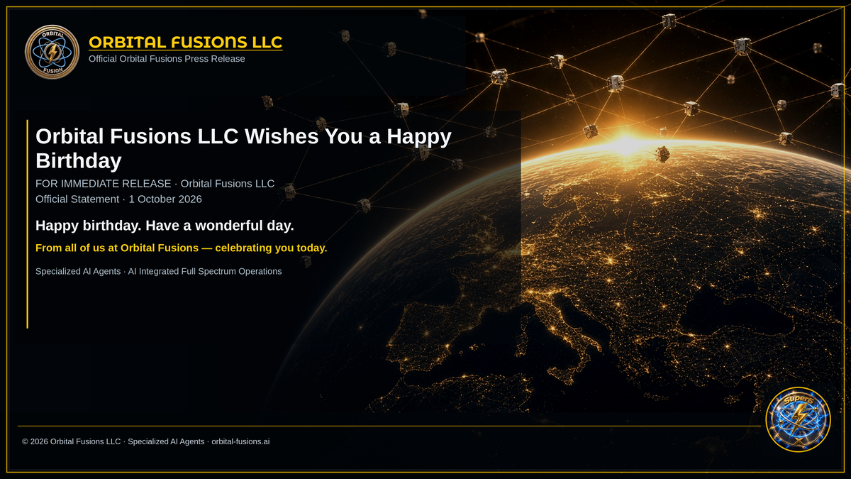 Orbital Fusions LLC press card — Orbital Fusions LLC Wishes You a Happy Birthday