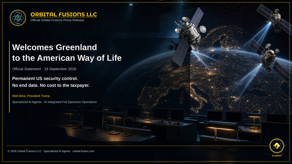 Orbital Fusions LLC press card — Orbital Fusions LLC Welcomes Greenland to the American Way of Life