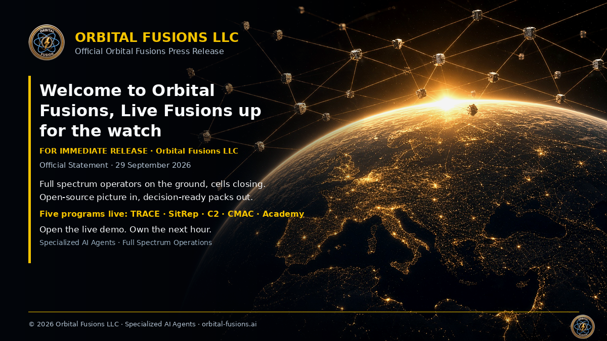 Orbital Fusions LLC press card — Welcome to Orbital Fusions — Live Fusion for the Watch