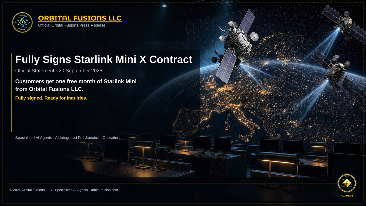 Orbital Fusions LLC press card — Orbital Fusions LLC Fully Signs Starlink Mini X Contract